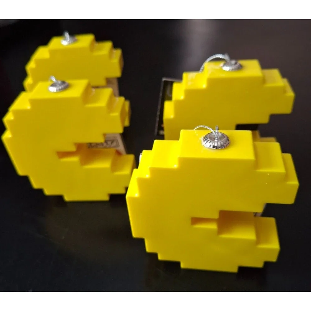 Lot 0f 4 New Pac Man Yellow Game Figures Christmas Ornament  Decor 2024 Ruz